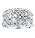 2.50 CT TW Pave Set Concave Diamond Anniversary Ring in 14k White Gold