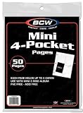 50 Pages of BCW Pro 4-Pocket Mini Page (Poly Bagged Pack of 50 - 3 Ring Holes) for Baseballl & Other Sports Trading Cards