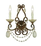 AF Lighting 7170-2W Golden Palace Candle Base Sconce, Antique Gold with Antiqued Glass Accents