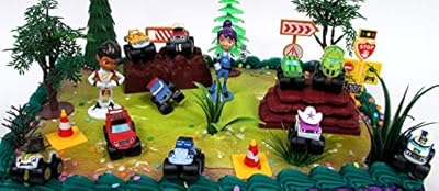 BLAZE and the Monster Machines 22 Piece CAKE Topper Set Featuring 12 Blaze Figures and Decorative Themed Accessories, Figures Average 1" to 2" Inches Tall