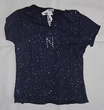 Split Crew Glitter T-Shirt Navy w/Nailheads "N" for "NICE"