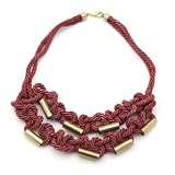 Dark Red Silk Rope Necklace