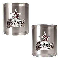 Houston Astros MLB 2pc Stainless Steel Can Holder Set- Primary Logo by Great American Products