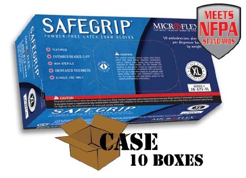 Microflex - SafeGrip Powder-Free Latex Exam - Case - size: X-Large