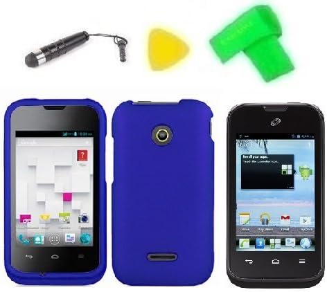 Phone Case Cover Cell Phone Accessory + Extreme Band + Stylus Pen + LCD Screen Protector + Yellow Pry Tool for Straight Talk TracFone Huawei H868C H8686C (Blue)