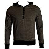 Soul Cal Striped Button Hoody - Grey - Mens