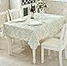 Eforcurtain Shabby Chic Flannel Back Table Cover Oblong PVC Tablecloth Waterproof, Wheat/Greenish, X-Long 60x104-inch