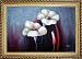 Two White Jimson Weeds in Purple Brown Oil Painting, with Linen Liner Gold Wood Frame 30.5 x 42.5 inches