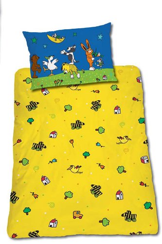 Global Labels G 71 600 JA1 100K Janosch - Nachtmusik Kinder-Wendebettw&auml;sche Renforc&eacute; 100 x 135 Bettbezug und 40 x 60 cm Kissenbezug
