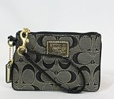 Coach Poppy Signature Lurex Wristlet Wallet Case Bag for iPod 46131 Black Gold