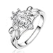 New 925 Silver Beautiful Clear Crystal Diamond Ring Engagement Wedding Ring Classic Design