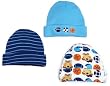 Lamaze Baby-Boys Newborn 3 Pack Monkey Sports Interlock Cap