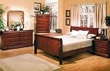 4 pcs Queen Size Sleigh Bed Bedroom Set with Traditional Style Design in Br ....