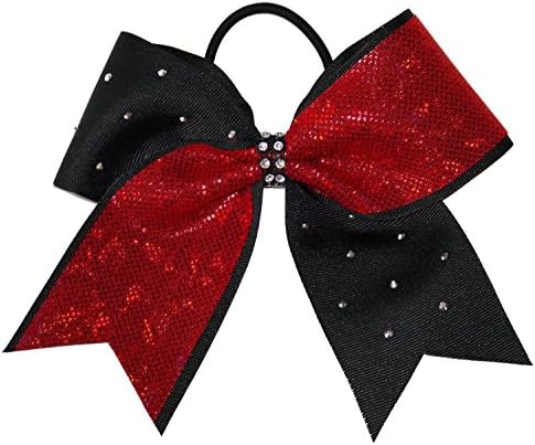 GymStar Black Red Rhinestone Hair Bow