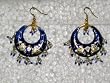 Christmas Gift-Women's 2 Antique Golden Blue Silver Finish Dangling Earrings (Brand New) Free Shipping