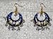 Christmas Gift-Women's 2 Antique Golden Blue Silver Finish Dangling Earrings (Brand New) Free Shipping