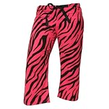 Hot Pink Fuschia Zebra Black Stripe Novelty Print Brushed flannel cotton low rise flared capri pants, 5 adult sizes