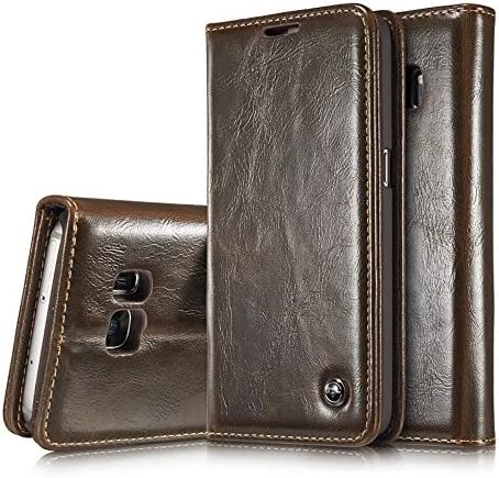 Galaxy S7 Edge Leather Case, Vintage Premium PU Wallet Flip Folio Protective Cover/ Skin with [Kickstand Feature] [Credit Card Card Slot] [Magnetic Closure] for Samsung Galaxy S7 Edge (Retro Brown)