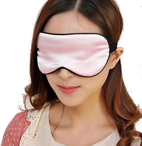 Cnlinkco Pure Silk Sleeping Eye Mask Blindfold Sleep aid Pastel pink