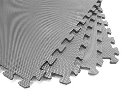 24 Square feet (6 tiles + borders) 'We Sell Mats' Light Gray 2' x 2' x 3/8" Anti-Fatigue Interlocking EVA Foam Exercise Gym Flooring