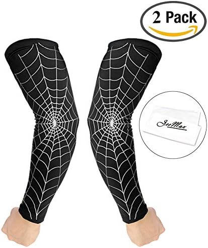 2-Pack Basketball Sleeves,JeeMax Compression Arm Sleeves for Basketball, Football &amp; Running - Arm Support Improves Circulation, Smoothes Muscles &amp; Moisture-wicking Arm Guard with Spider Texture