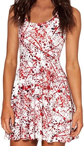 Jojoplaza Women Blood Splatter Sunmer Knee-length Skater Dress