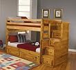 Full Size Bunk Bed with Stairway Chest in Amber Wash Finish from Coaster