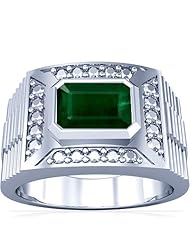 Platinum Emerald Cut Emerald Solitaire Ring