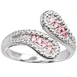 Sterling Silver 925 Pink Cubic Zirconia Wrap Toe Ring