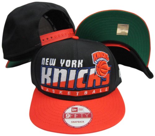 New York Knicks Black/Orange Two Tone Snapback Adjustable Plastic Snap Back Hat / Cap