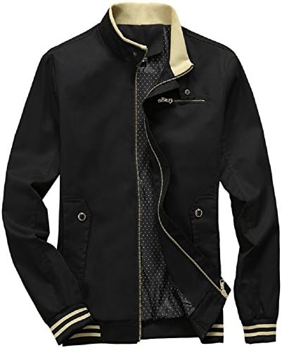 Men's Midweight Cotton Big&amp;Tall Causal Jacket Black Asia XL/US M