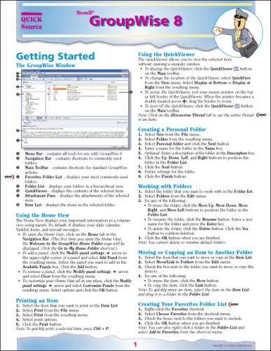 Novell GroupWise 8 Quick Source Guide