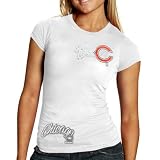 NFL Reebok Chicago Bears Ladies White Polka Baby Doll Premium T-shirt (Large)