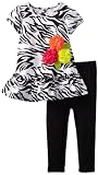 Youngland Girls 2-6X Two Piece Drop Waist Zebra Print Dress Over Knit Legging Set