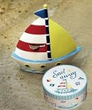 Manual Woodworkers Sail Away Ceramic Money Bank in a Gift Box, Sailboat, 6.25 X 6.25 X 2.5″