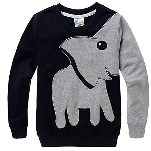 Little Hand Unisex Baby Elephant Cartoon Head Long Sleeve T-shirt
