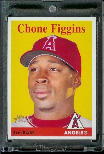 2007 Topps Heritage Baseball Card # 425 Chone Figgins Los Angeles Angels at Anaheim - Mint Condition - In Protective Display Case