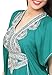 Moroccan Caftan Handmade Cotton Silver Hand Embroidery Fits Small To Large Soft Teal