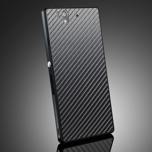 SPIGEN SGP Sony Xperia Z Skin Decal [Skin Guard] [Carbon Black] Sticker Protector Anti Fingerprint Matte [2-PACK] + Clear Front Protector Steinheil + Metal Sticker