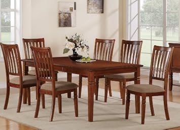 7pc Casual Dining Set with Leaf in Cherry Wood Finish,Poundex,Dinset-F2171-F1072