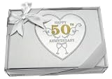 Satin Happy 50th Golden Wedding Anniversary Photo Album Gift - Holds 72 Photos