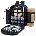 Picnic at Ascot Classic Backpack for 4 with Blanket, Navy/Gingham