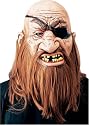 Creepy Pirate Mask with Eyepatch and Hair