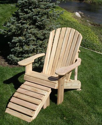 Adirondack Chair and Foot Stool Set - Handcrafted in Natural Western Red Cedar