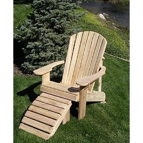 Adirondack Chair and Foot Stool Set - Handcrafted in Natural Western Red Cedar by Cedar Chair Store