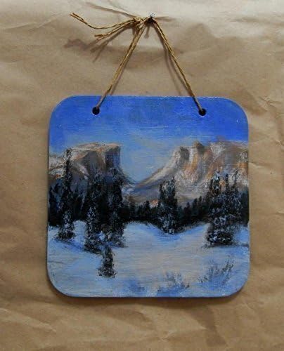 Hallet Peak and Flattop Mountain, CO, 2015, Original Acrylic Painting on a 5.5 x 5.5" plywood plaque, gift wrapped