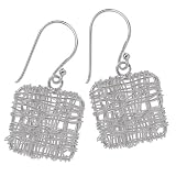 Sterling Silver Wire Mesh Square Drop Earrings