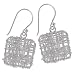 Sterling Silver Wire Mesh Square Drop Earrings