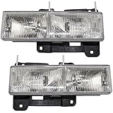 Driver and Passenger Composite Headlights Headlamps Replacement for Chevrolet GMC SUV Pickup Truck 15034929 15034930