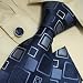 New Designes Silver Blue Checkers 100% Jacquard Woven Silk Tie Hanky Mens Necktie and Cuff Links Cuf